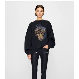 Aninie Bing Harvey Crew Leopard in Vintage sweatshirt - black - L